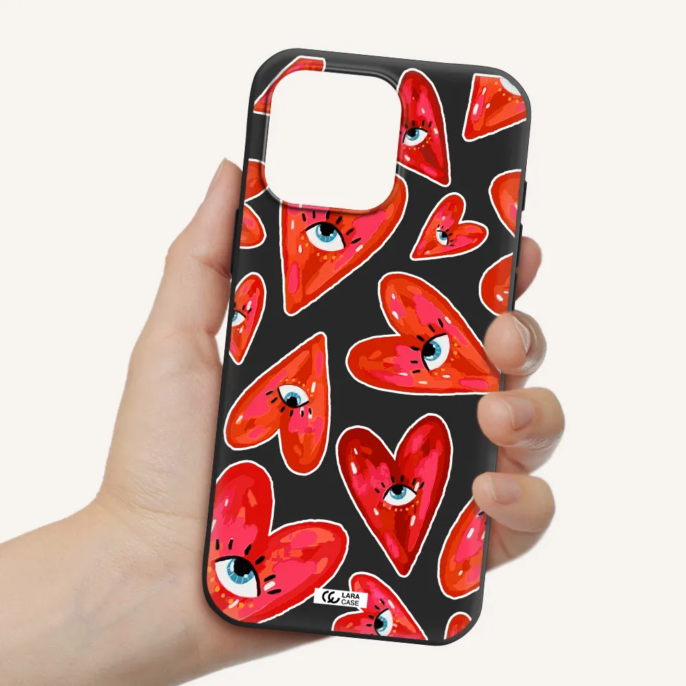 Evil Eye Heart Apple Iphone 16 Pro Max Silicone Black Case