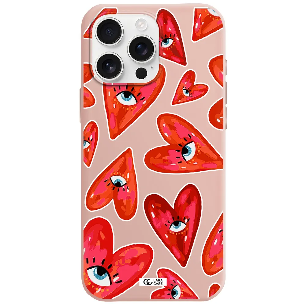 Evil Eye Heart Apple Iphone 16 Pro Max Silicone Pastel Pink Case
