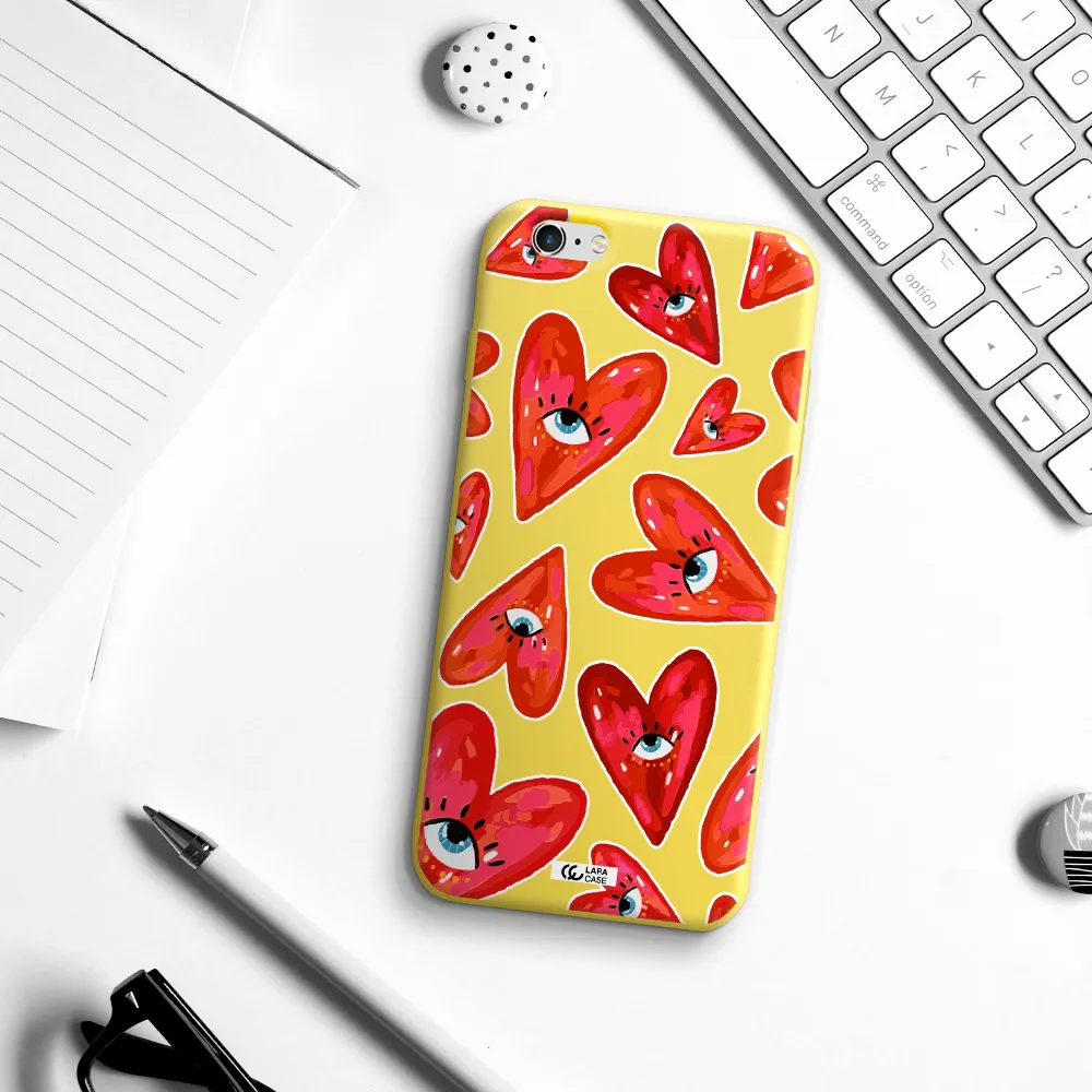 Evil Eye Heart Apple iPhone 6 plus Silicone canary yellow Case