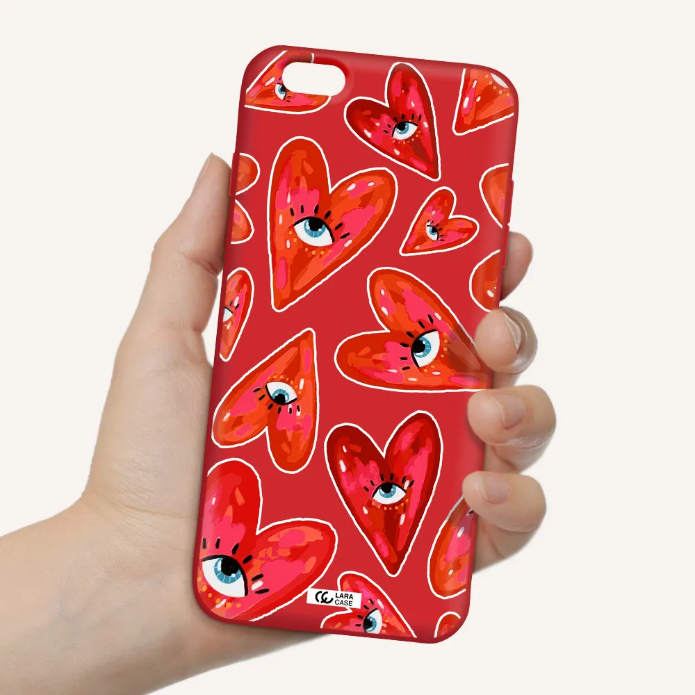 Evil Eye Heart Apple iPhone 6 plus Silicone Imperial Red Case