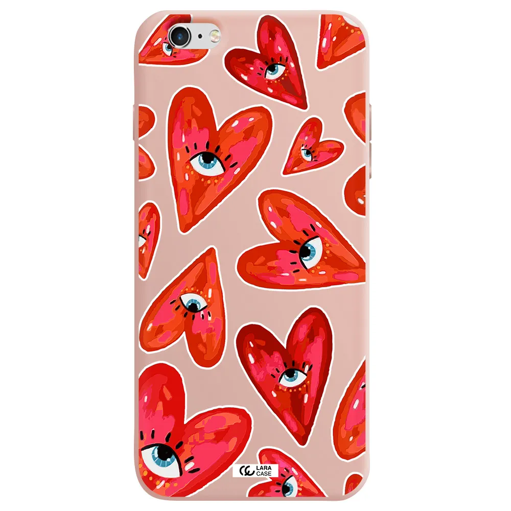 Evil Eye Heart Apple iPhone 6 plus Silicone pastel pink Case