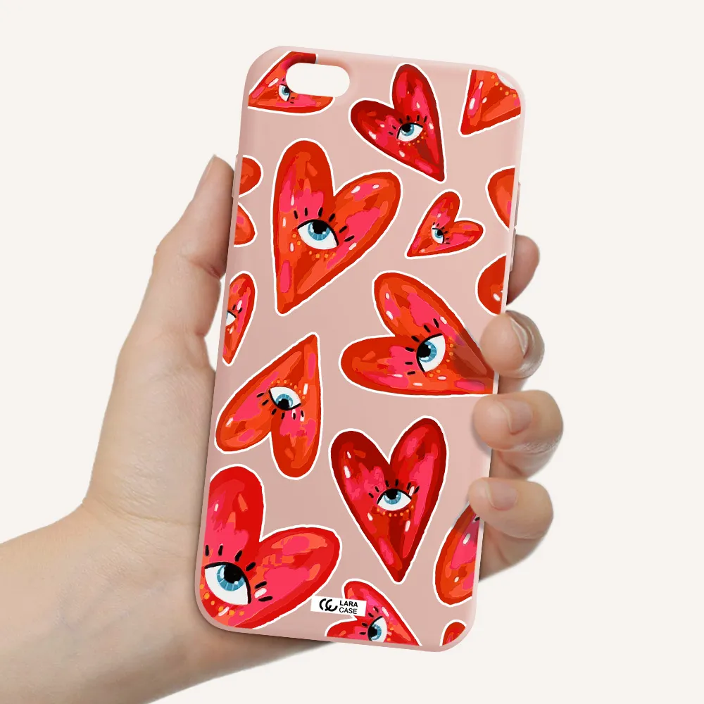 Evil Eye Heart Apple iPhone 6 plus Silicone pastel pink Case