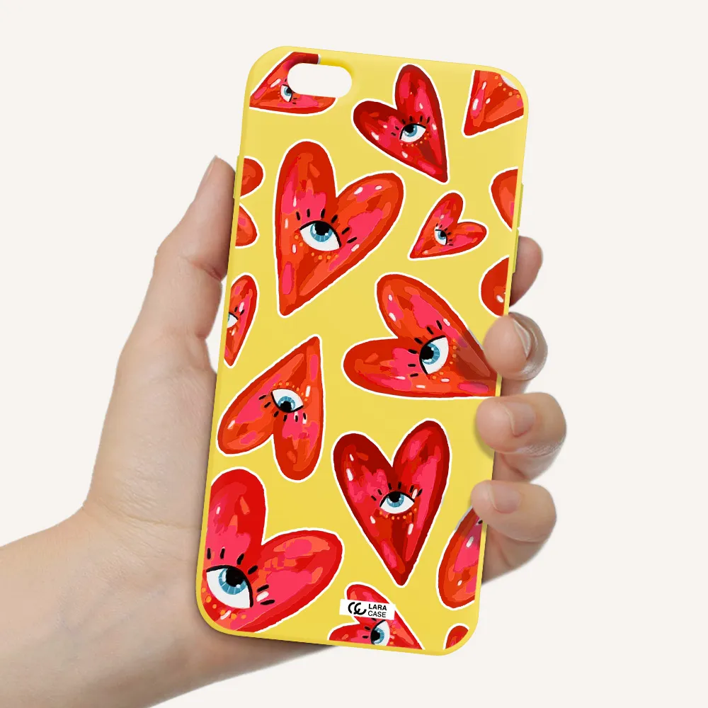 Evil Eye Heart Apple iPhone 6 s plus Silicone canary yellow Case