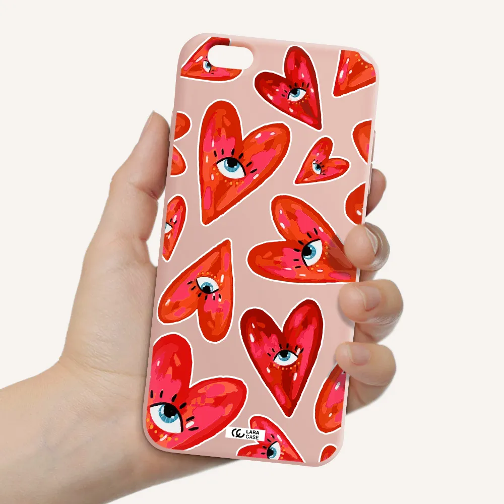 Evil Eye Heart Apple iPhone 6 s plus Silicone pastel pink Case