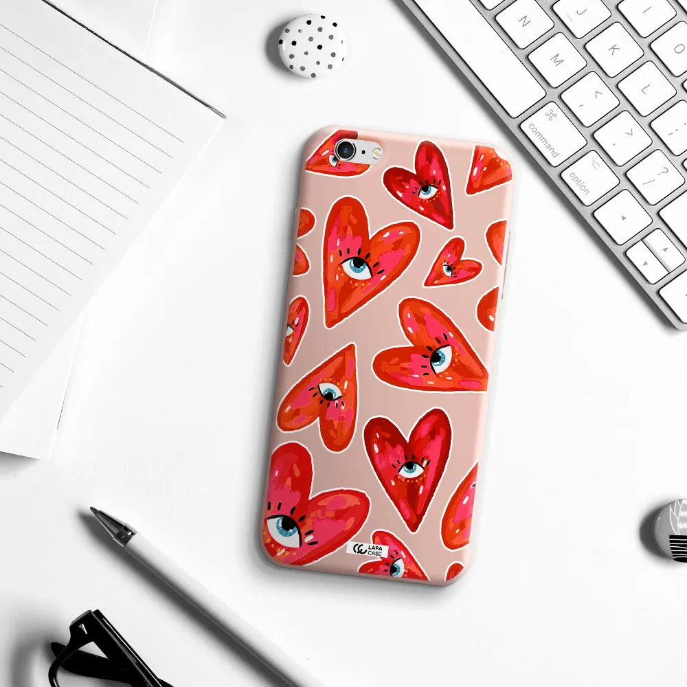 Evil Eye Heart Apple iPhone 6 s plus Silicone pastel pink Case