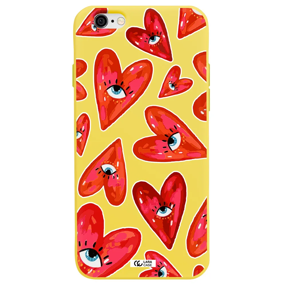 Evil Eye Heart Apple iPhone 6 Silicone canary yellow Case
