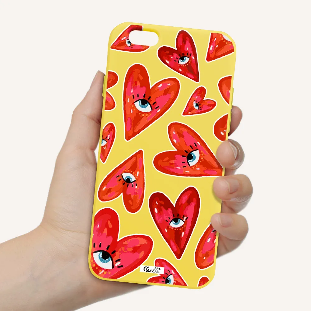 Evil Eye Heart Apple iPhone 6 Silicone canary yellow Case