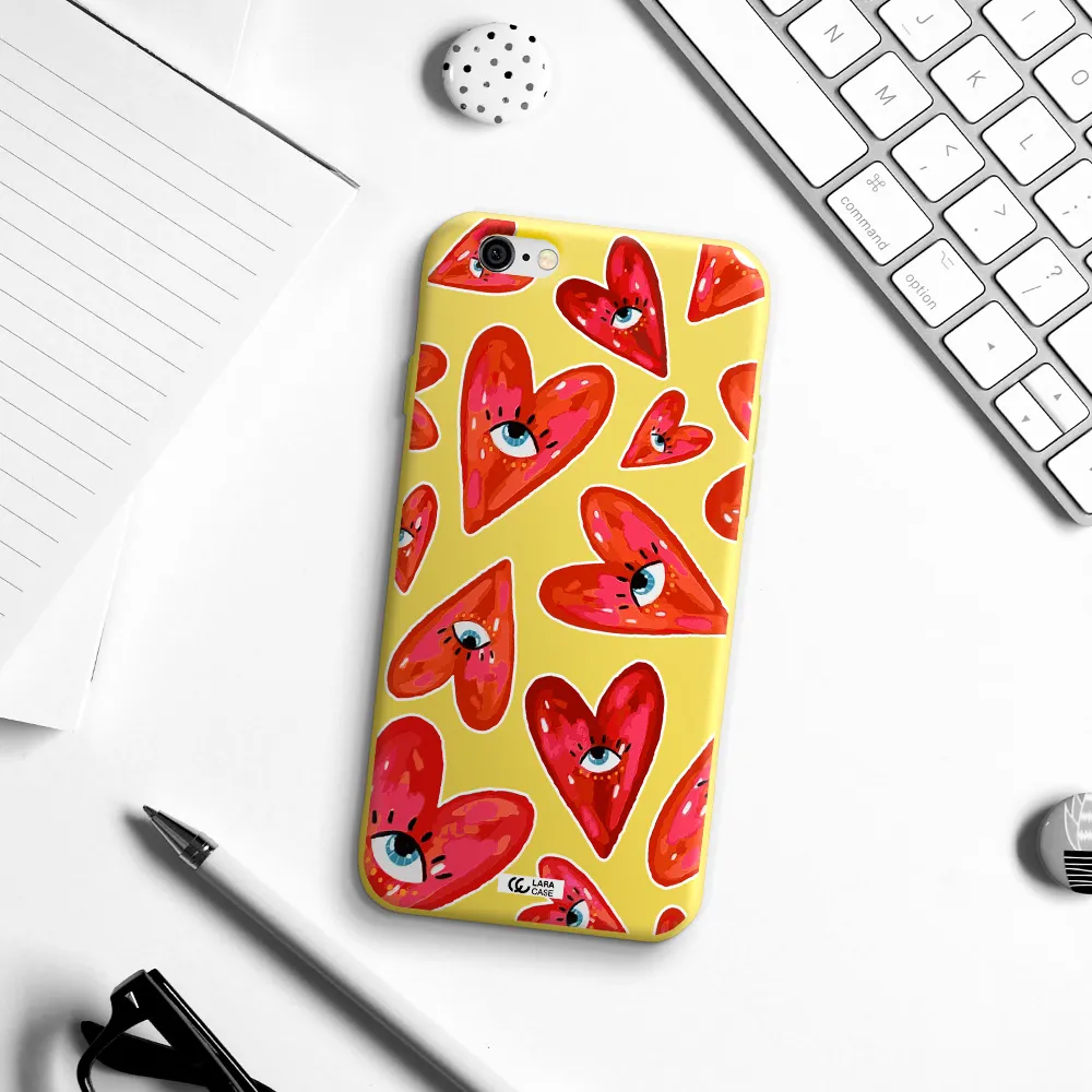 Evil Eye Heart Apple iPhone 6 Silicone canary yellow Case