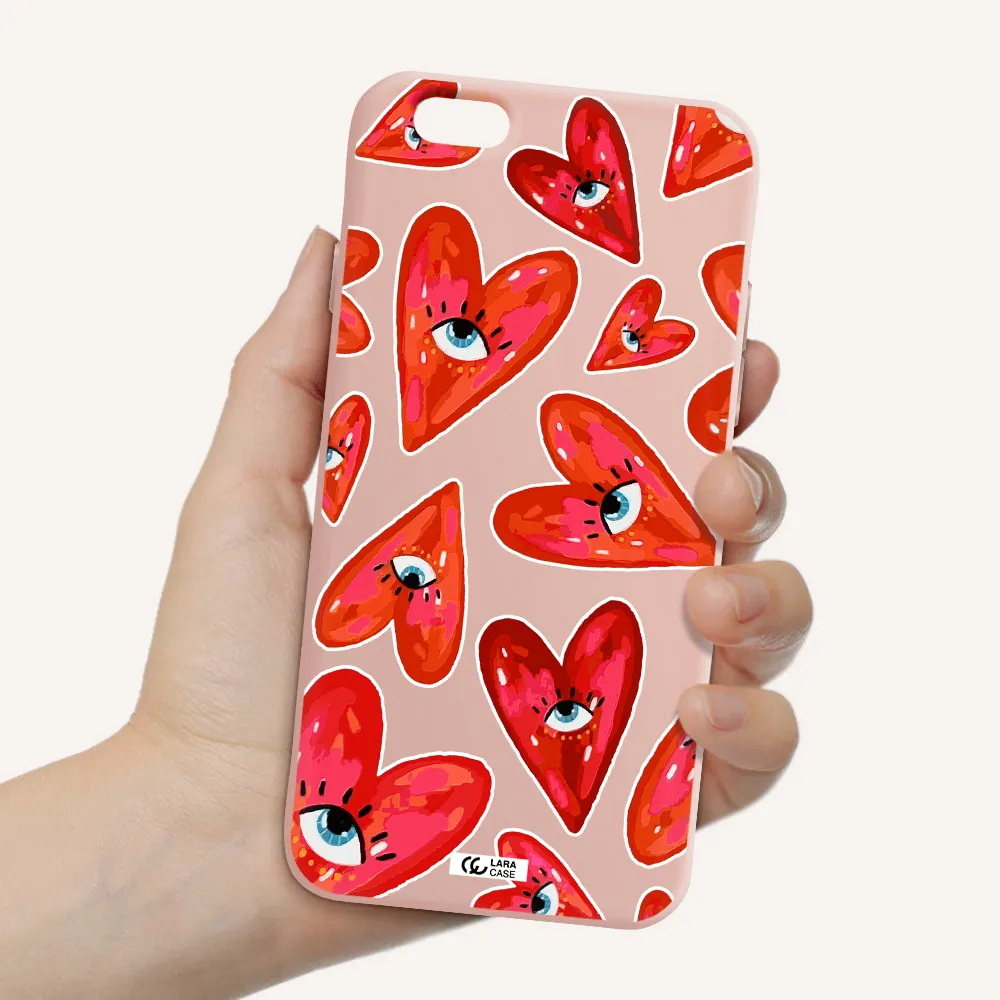Evil Eye Heart Apple iPhone 6 Silicone pastel pink Case