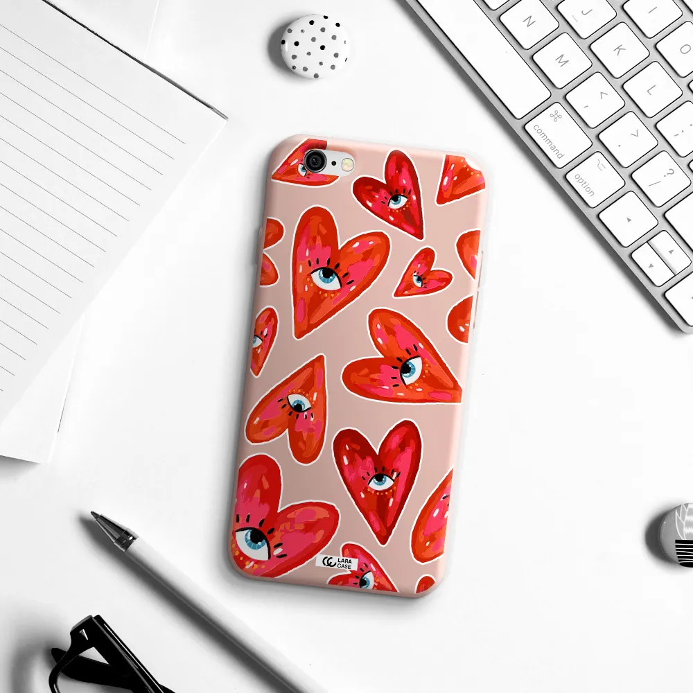 Evil Eye Heart Apple iPhone 6 Silicone pastel pink Case