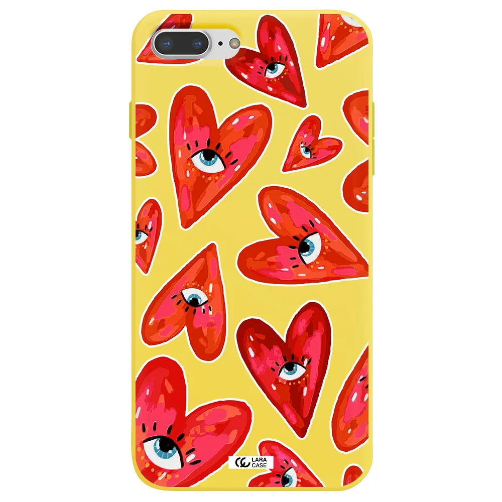 Evil Eye Heart Apple iPhone 7 plus Silicone canary yellow Case