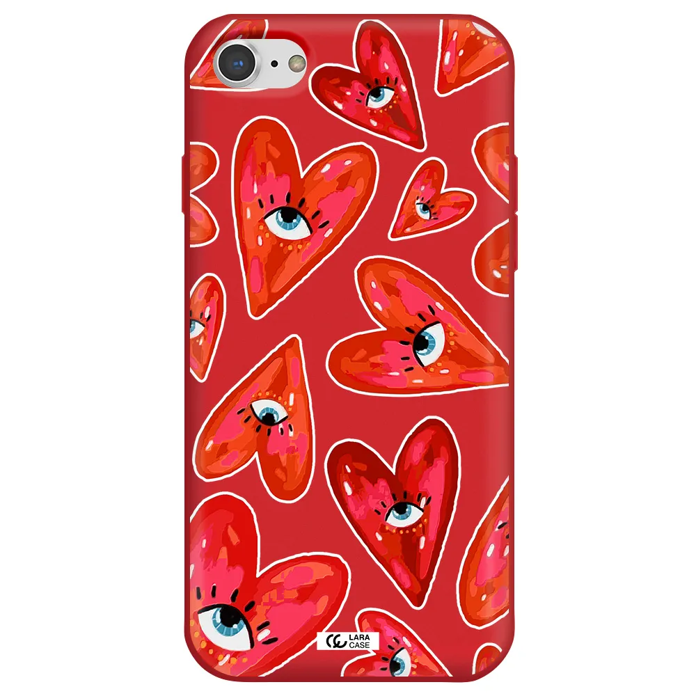 Evil Eye Heart Apple iPhone 7 Silicone Imperial Red Case