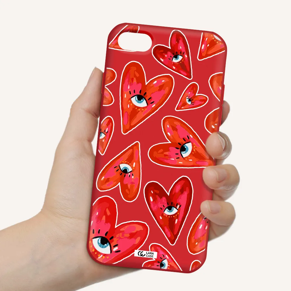 Evil Eye Heart Apple iPhone 7 Silicone Imperial Red Case