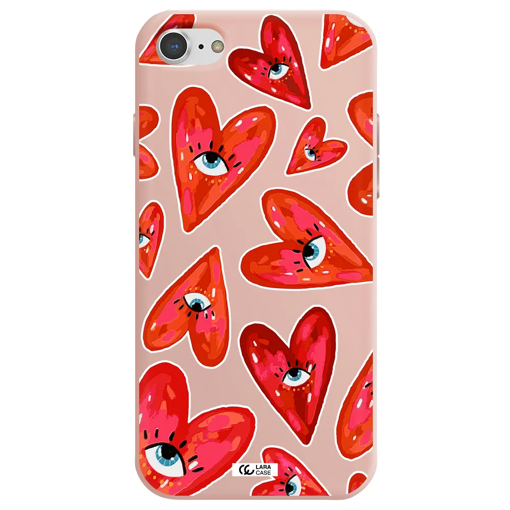 Evil Eye Heart Apple iPhone 7 Silicone pastel pink Case