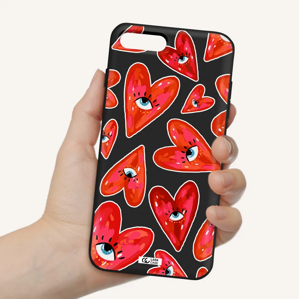 Evil Eye Heart Apple iPhone 8 plus Silicone black Case