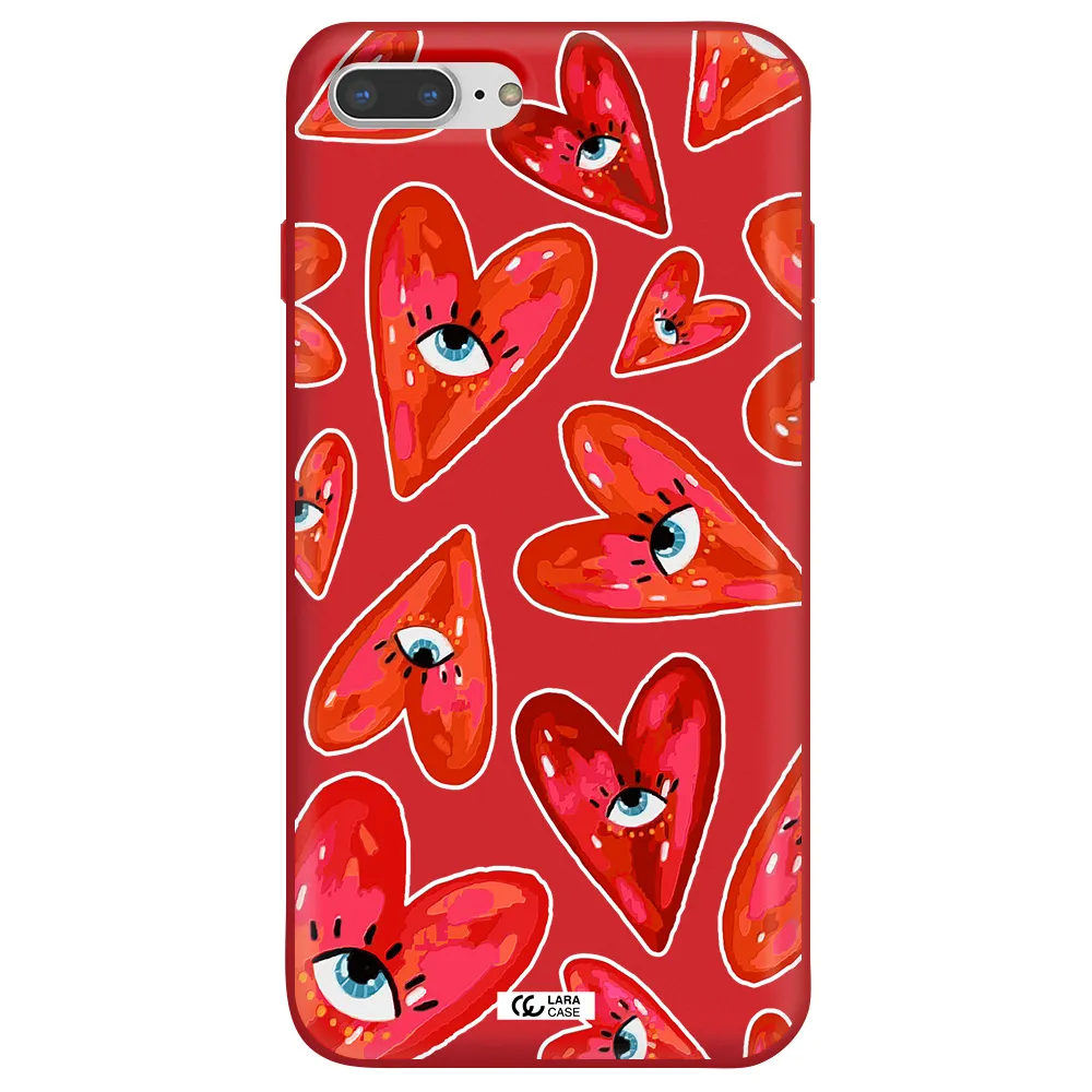 Evil Eye Heart Apple iPhone 8 plus Silicone Imperial Red Case