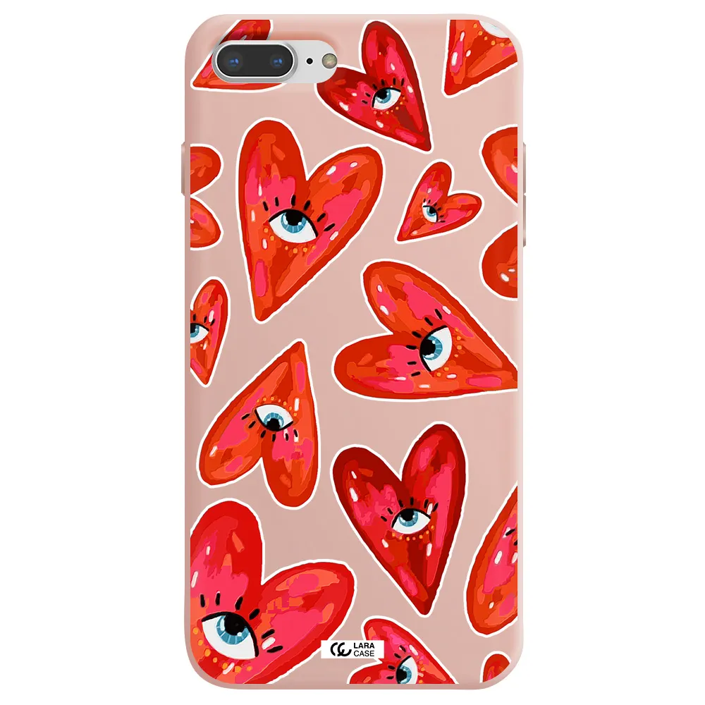 Evil Eye Heart Apple iPhone 8 plus Silicone pastel pink Case