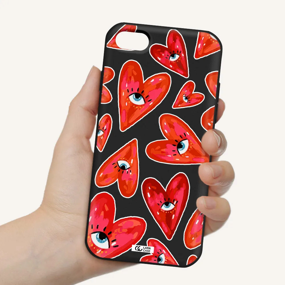 Evil Eye Heart Apple iPhone 8 Silicone black Case