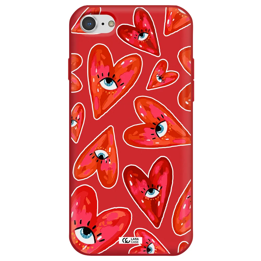 Evil Eye Heart Apple iPhone 8 Silicone Imperial Red Case