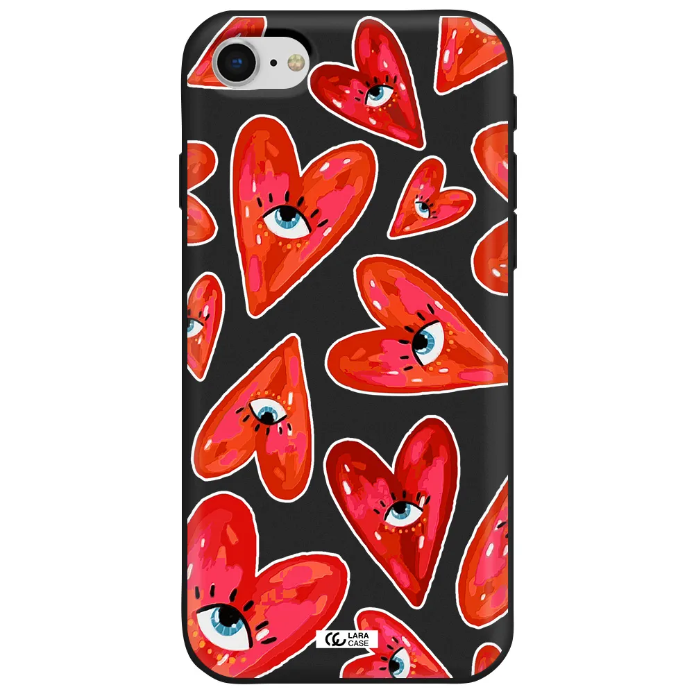 Evil Eye Heart Apple iPhone se 2020 Silicone black Case