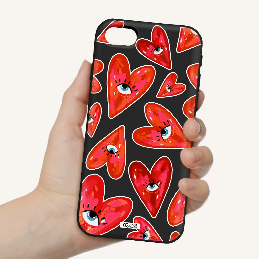 Evil Eye Heart Apple iPhone se 2020 Silicone black Case