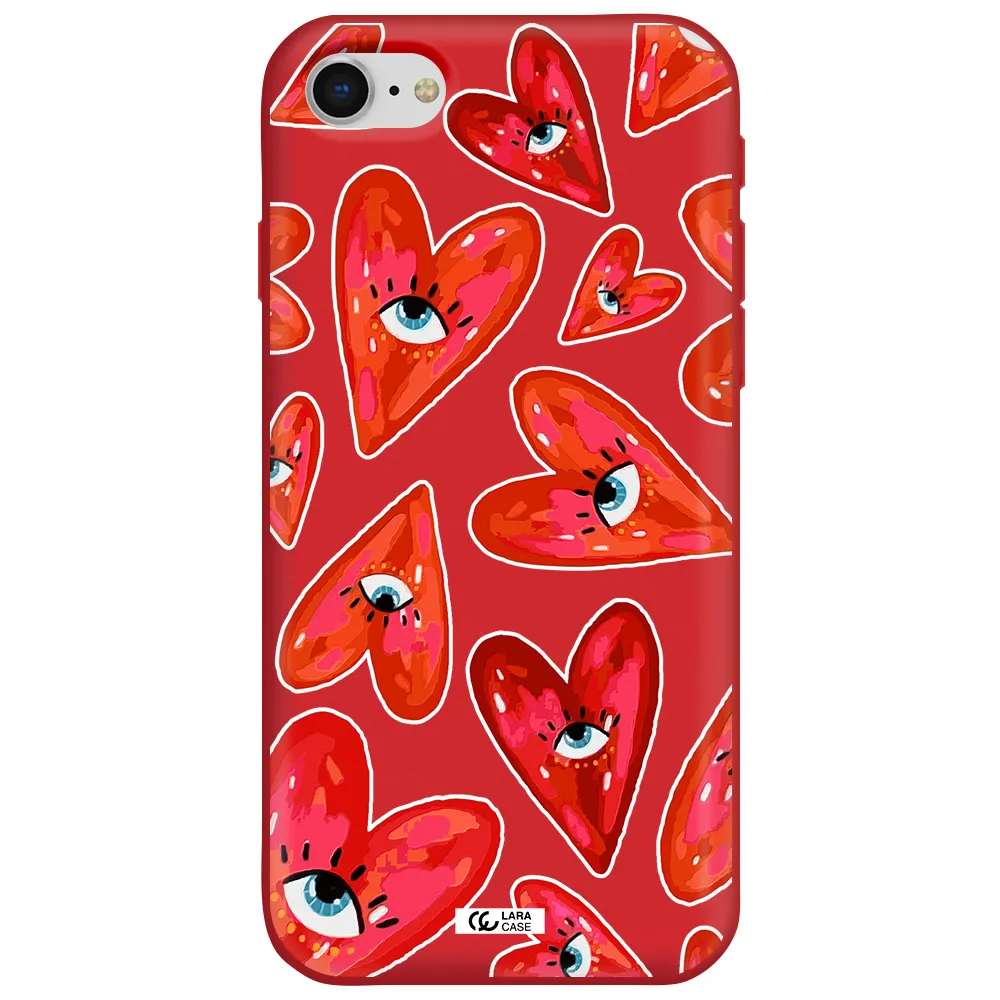 Evil Eye Heart Apple iPhone se 2020 Silicone Imperial Red Case
