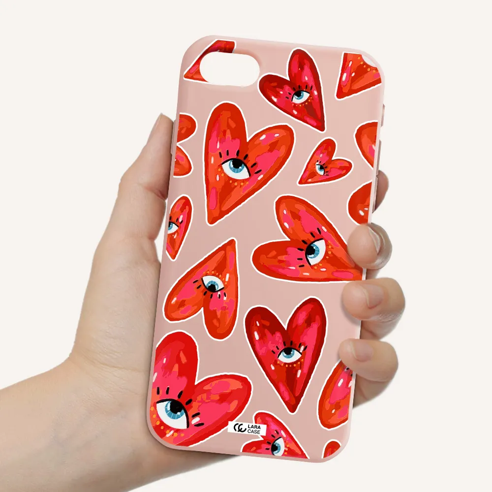 Evil Eye Heart Apple iPhone se 2020 Silicone pastel pink Case