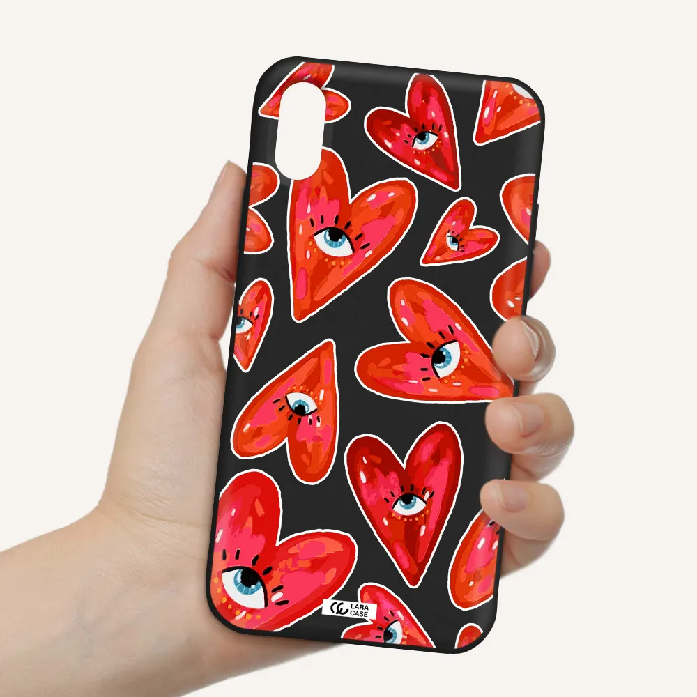 Evil Eye Heart Apple iPhone X Silicone black Case