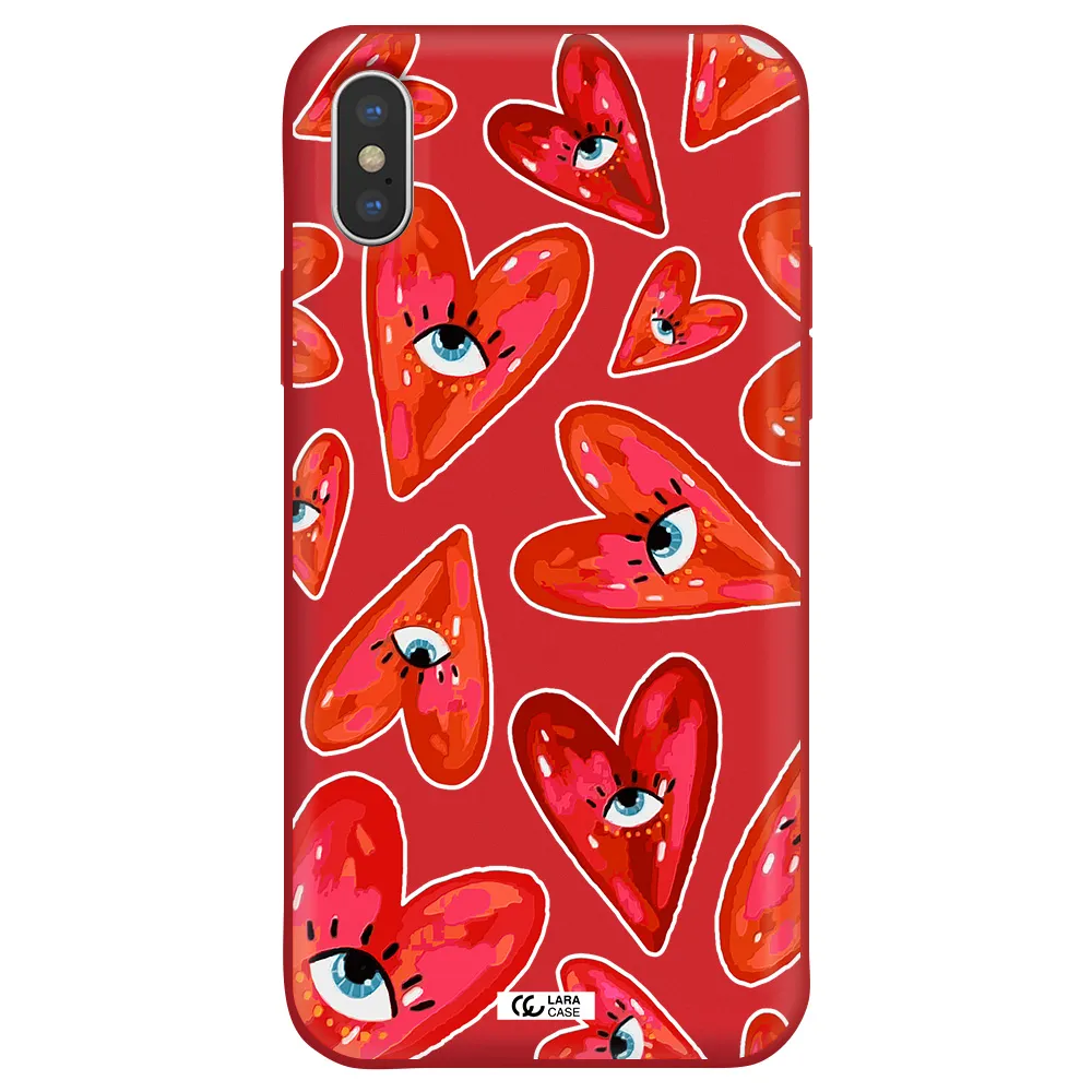 Evil Eye Heart Apple iPhone XS Silicone Imperial Red Case