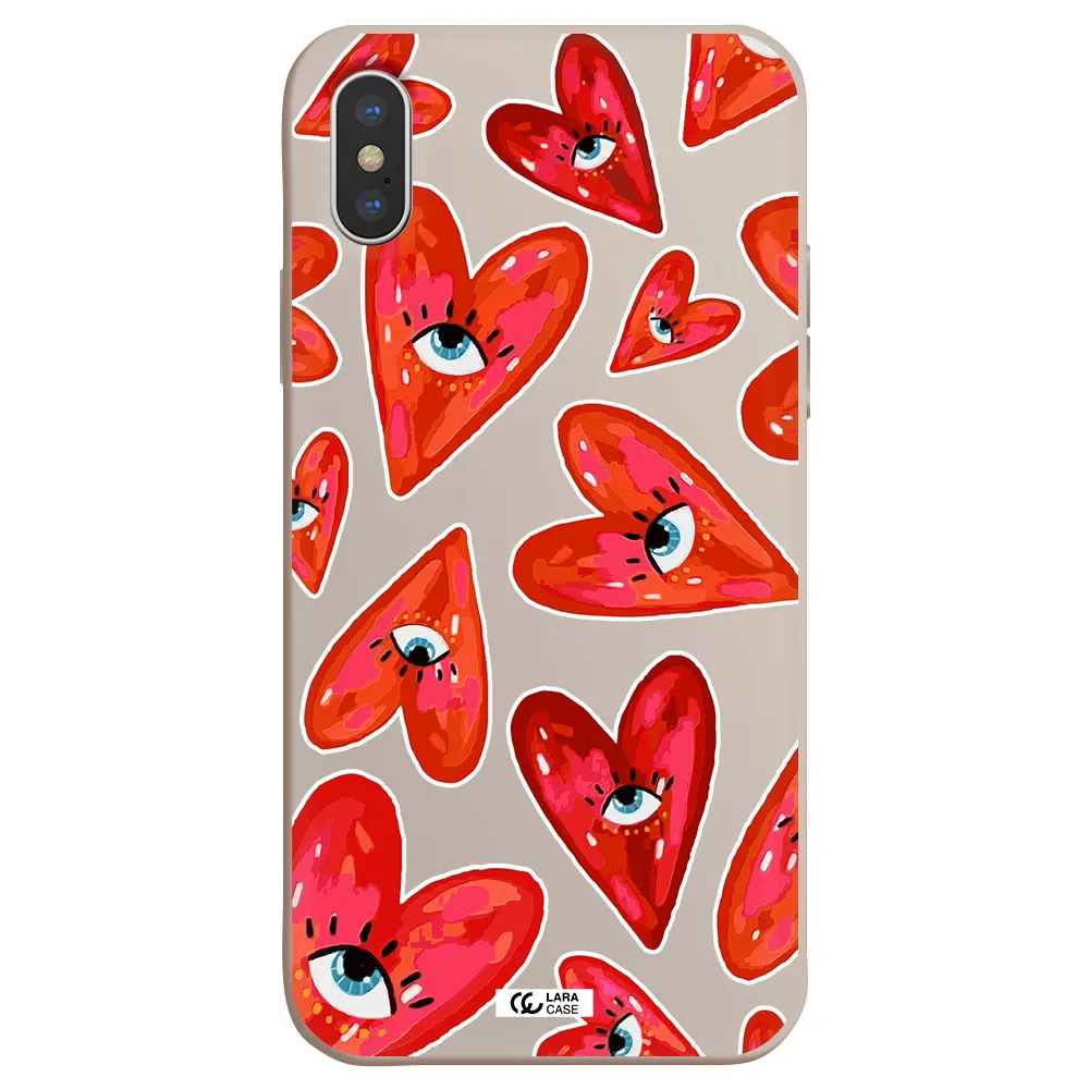 Evil Eye Heart Apple iPhone XS Silicone Stone Case
