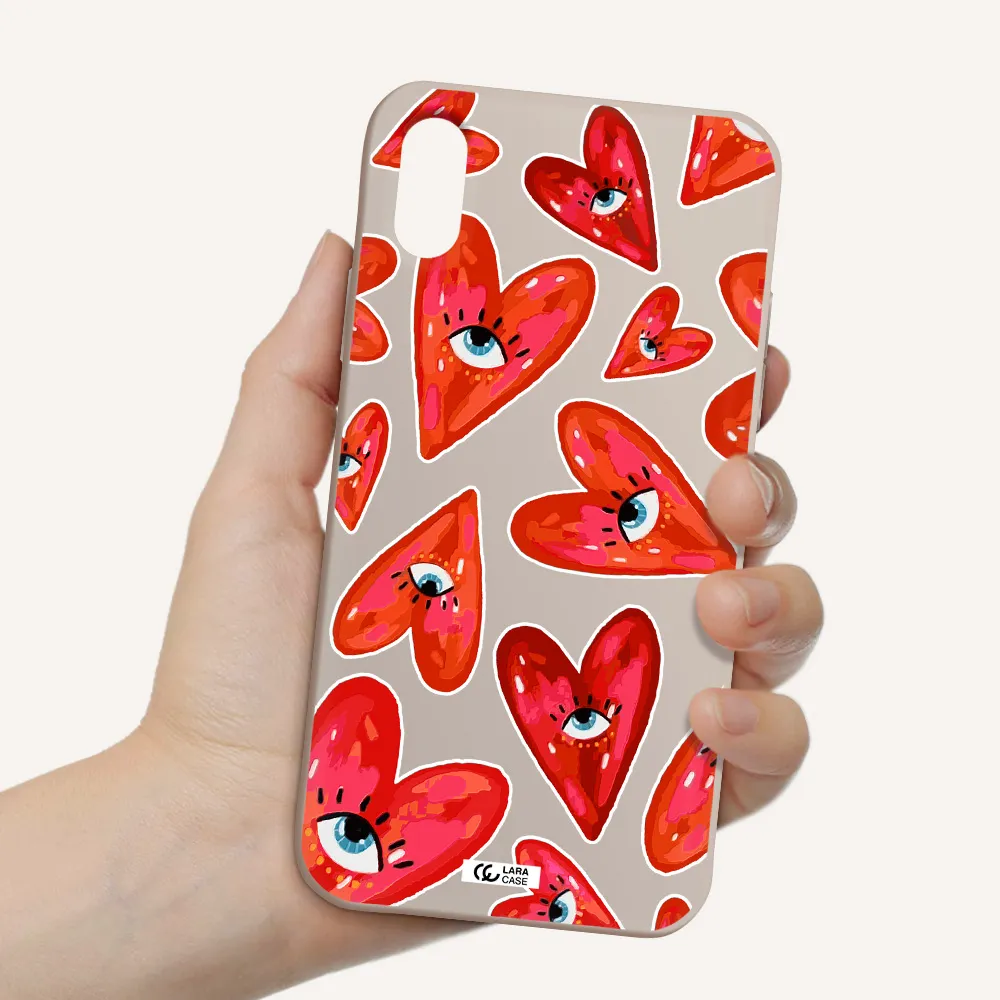 Evil Eye Heart Apple iPhone XS Silicone Stone Case