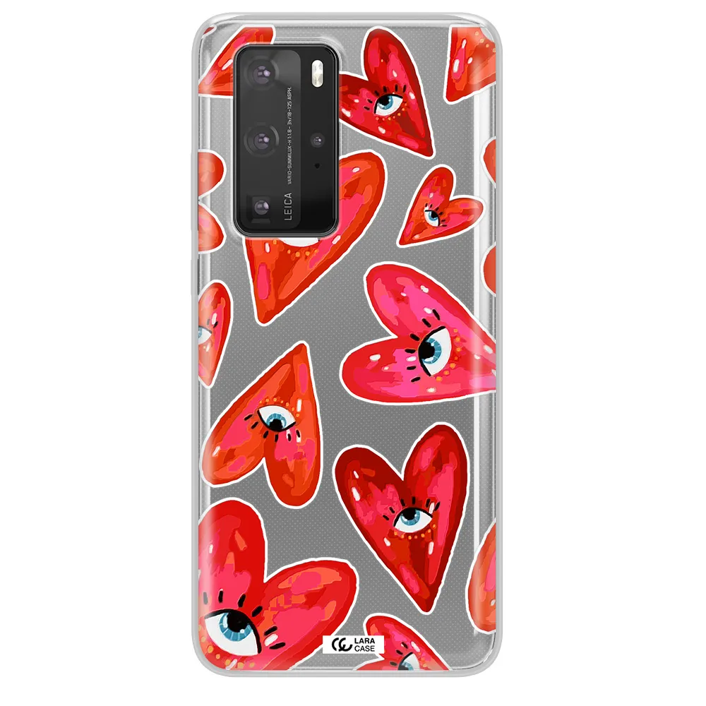Evil Eye Heart Huawei P40 Pro Clear TPU Case