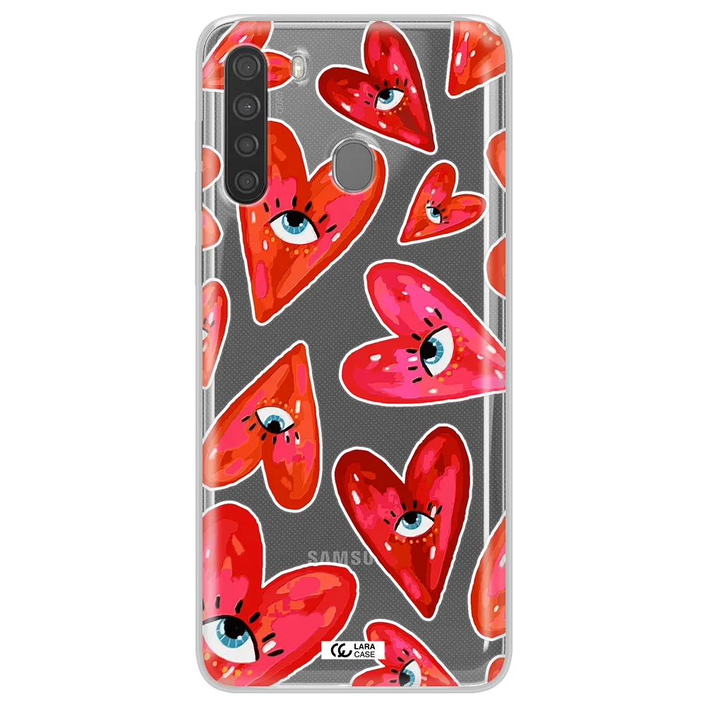 Evil Eye Heart Samsung A21 Clear TPU Case