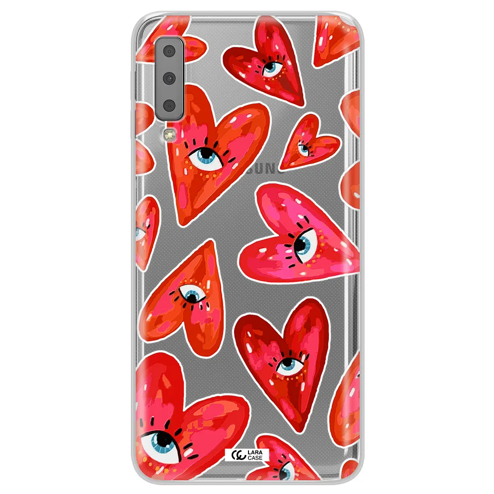 Evil Eye Heart Samsung A7 2018 Clear TPU Case