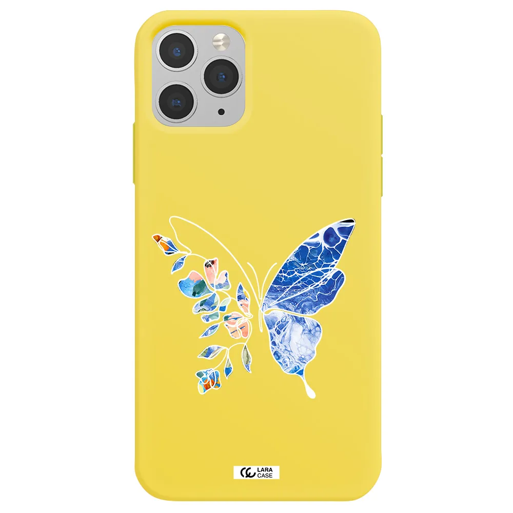 Line Butterfly Apple iPhone 11 pro Silicone canary yellow Case