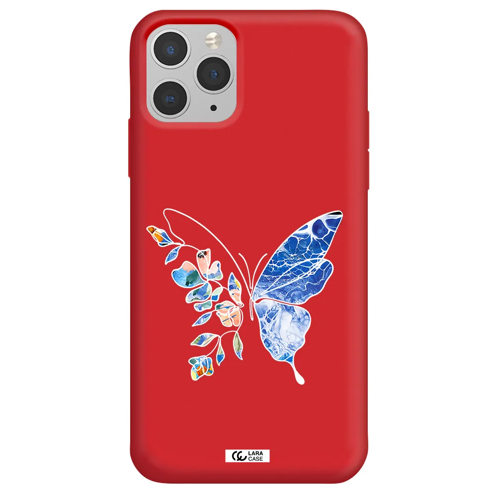 Line Butterfly Apple iPhone 11 pro Silicone Imperial Red Case