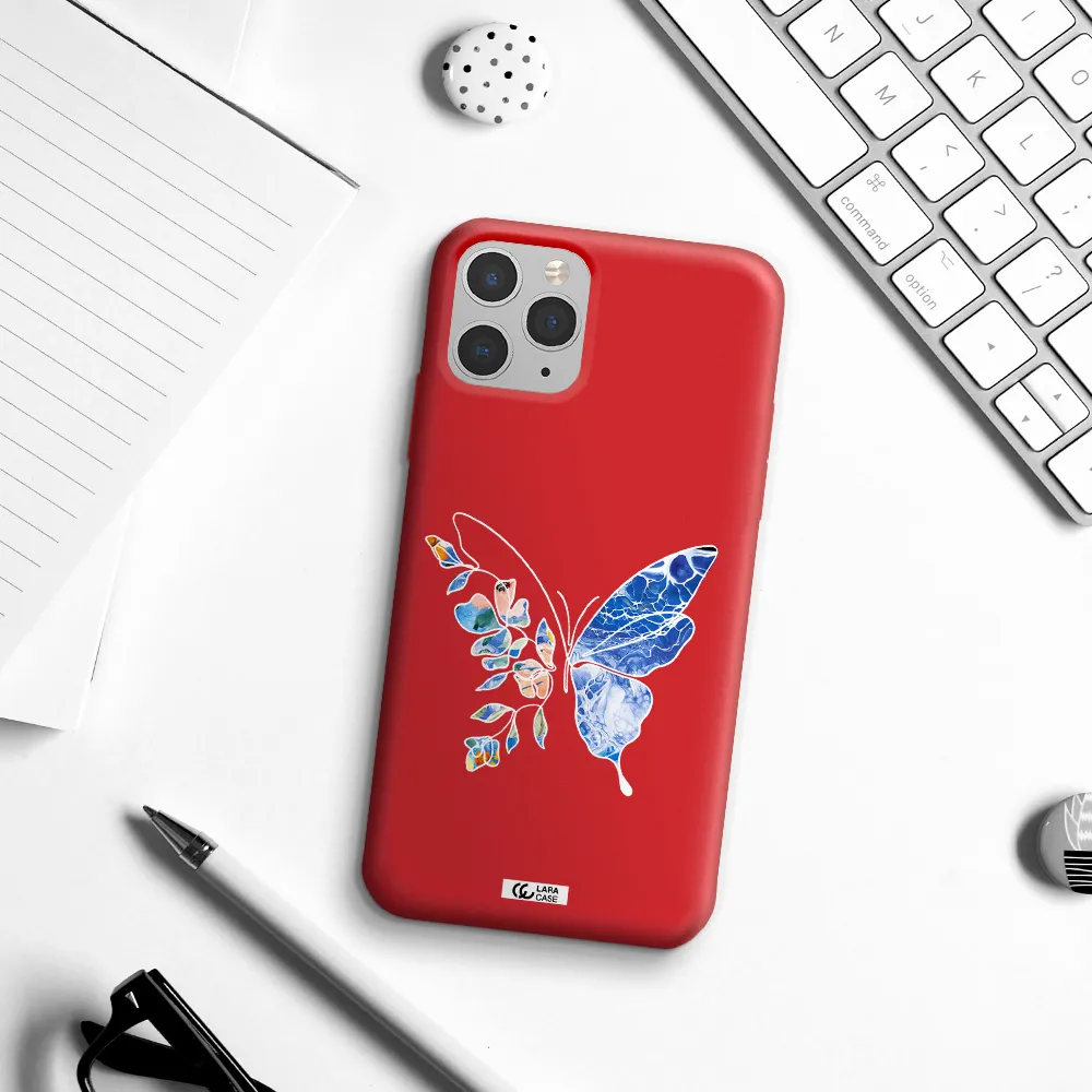 Line Butterfly Apple iPhone 11 pro Silicone Imperial Red Case