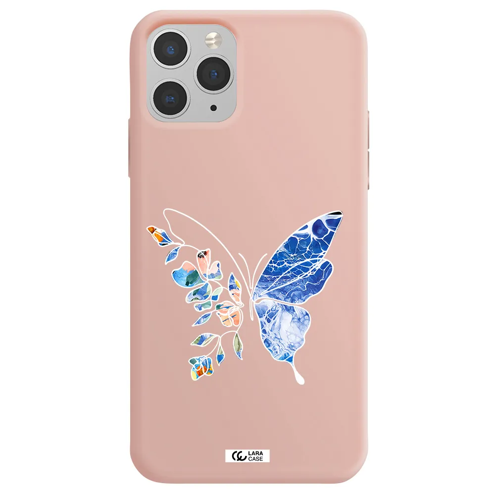 Line Butterfly Apple iPhone 11 pro Silicone pastel pink Case