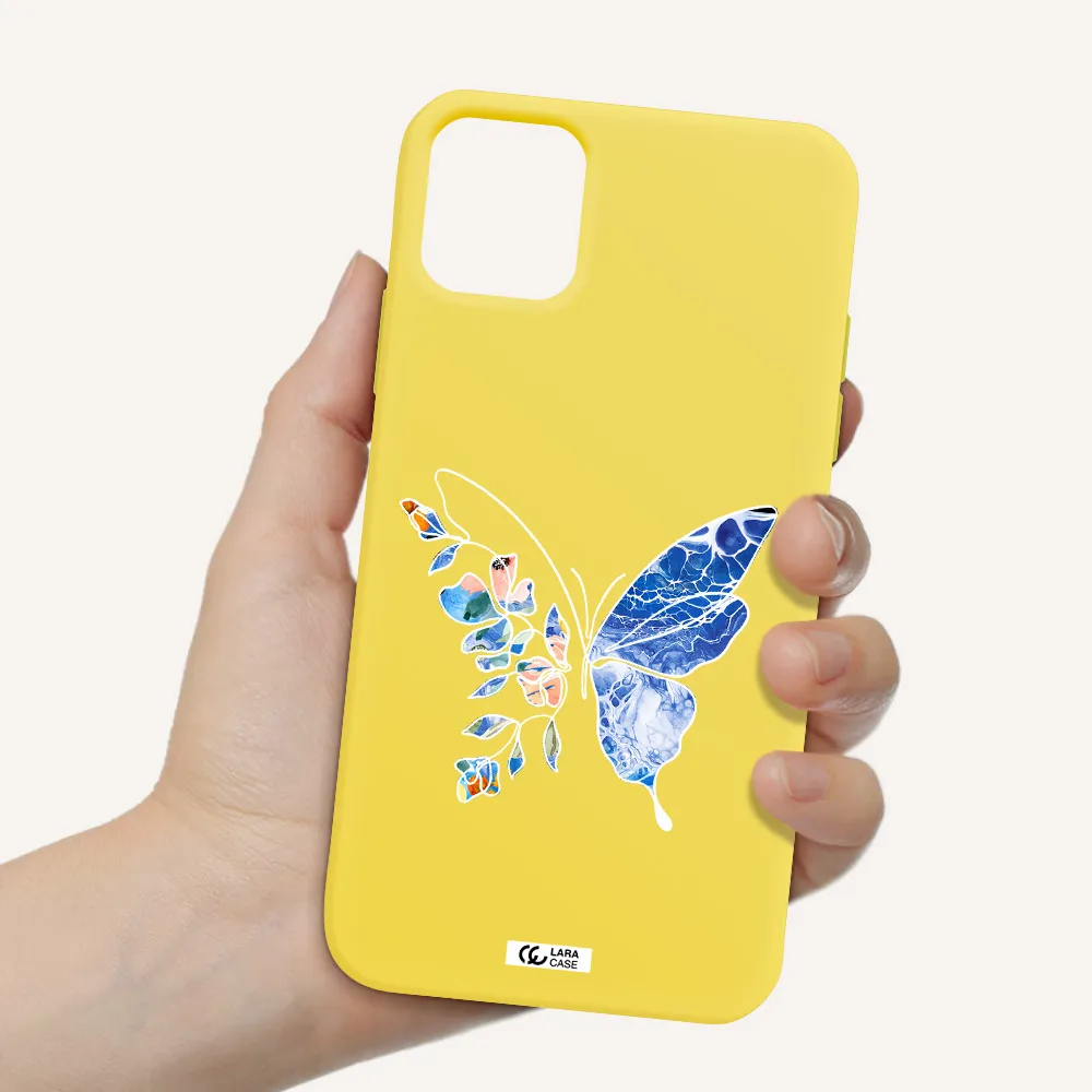 Line Butterfly Apple iPhone 11 Silicone canary yellow Case