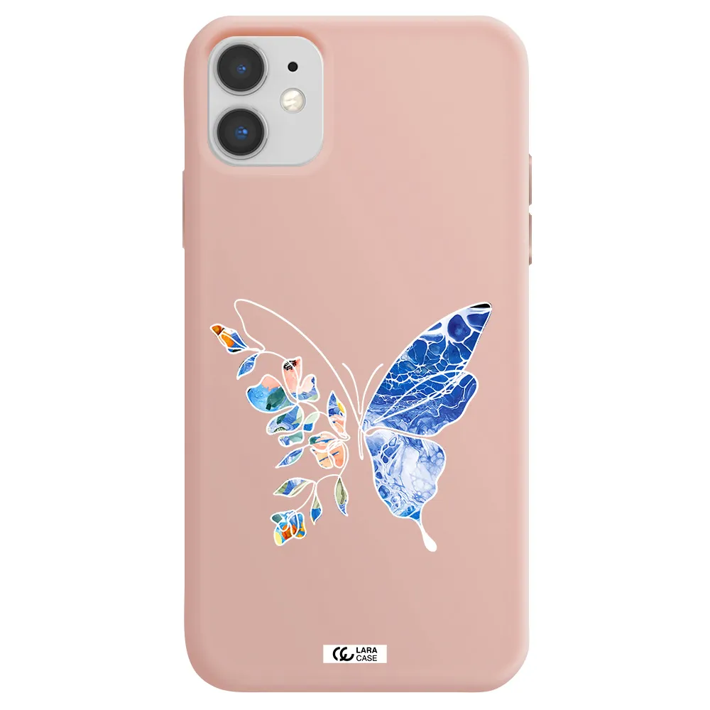 Line Butterfly Apple iPhone 11 Silicone pastel pink Case