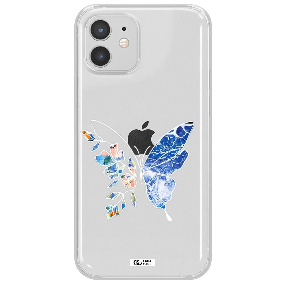 Line Butterfly Apple iPhone 12 Clear TPU Case
