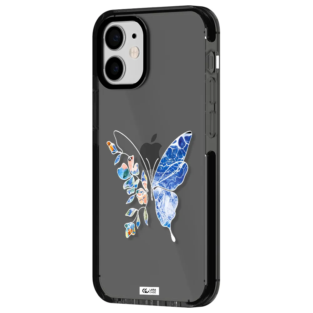 Line Butterfly Apple iPhone 12 mini impact Smoke Black Case