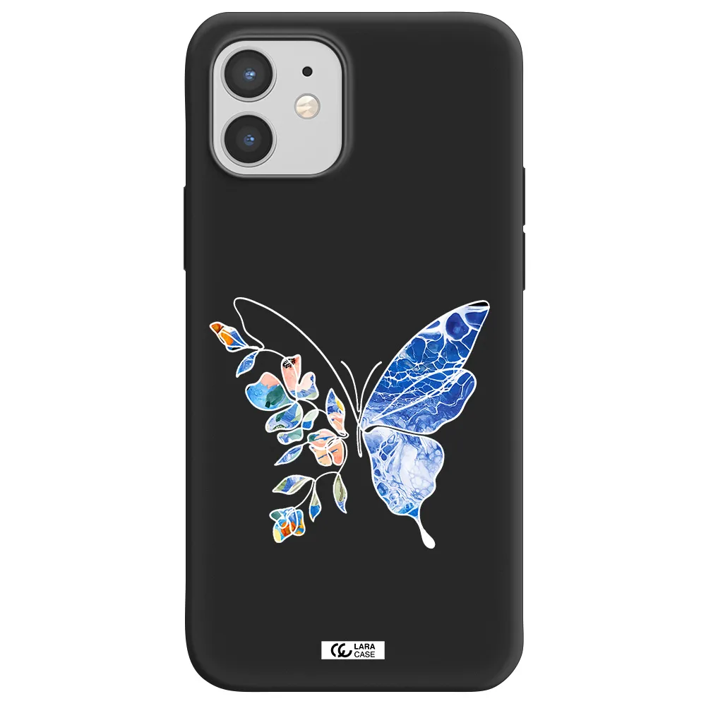 Line Butterfly Apple iPhone 12 mini Silicone black Case