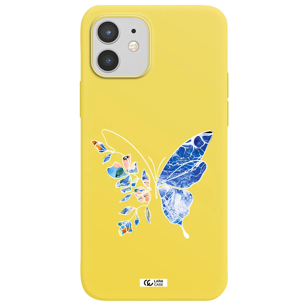 Line Butterfly Apple iPhone 12 mini Silicone canary yellow Case