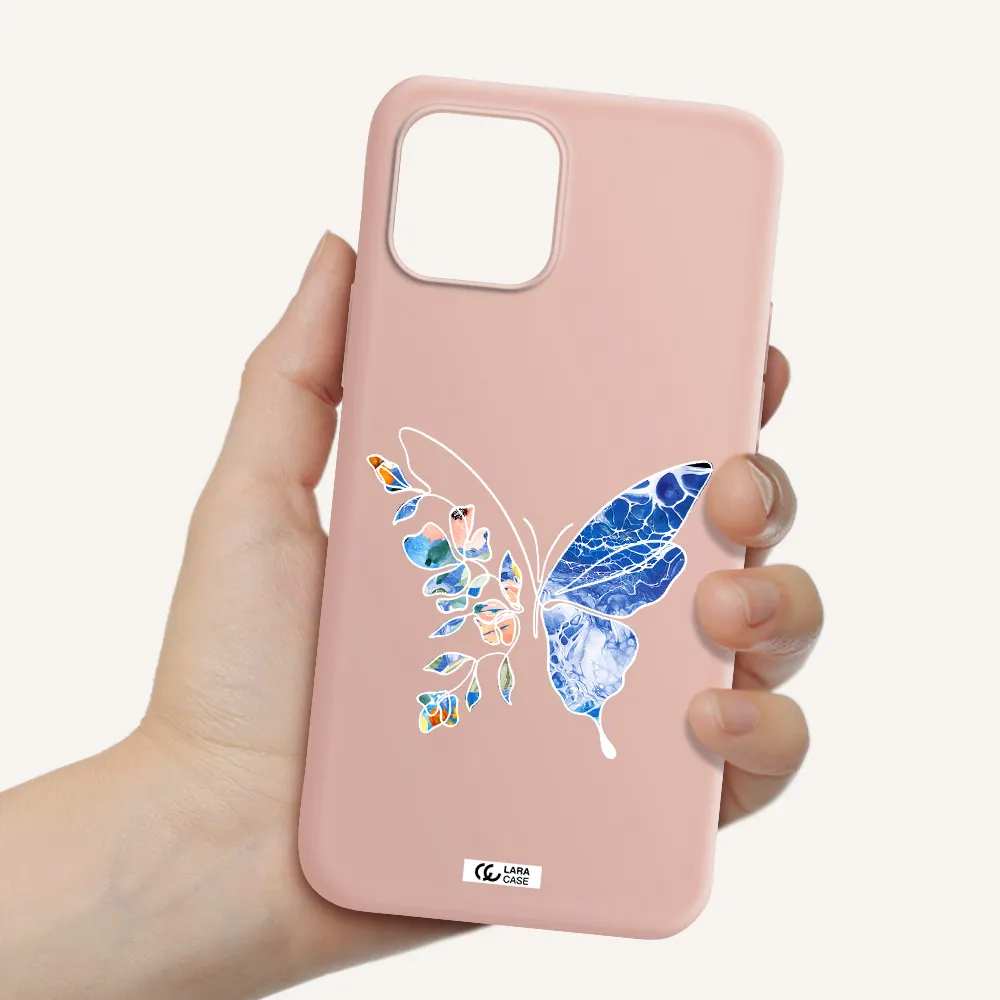 Line Butterfly Apple iPhone 12 mini Silicone pastel pink Case