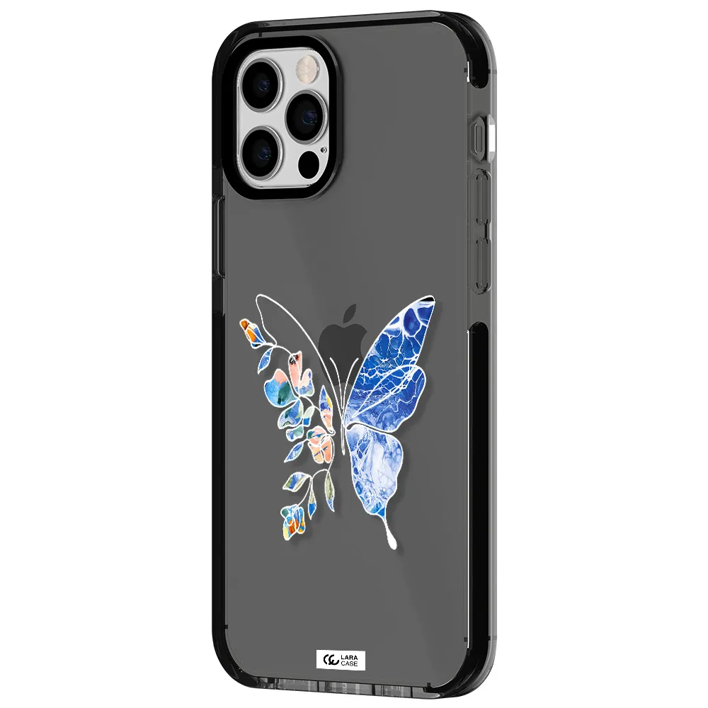 Line Butterfly Apple iPhone 12 pro impact Smoke Black Case