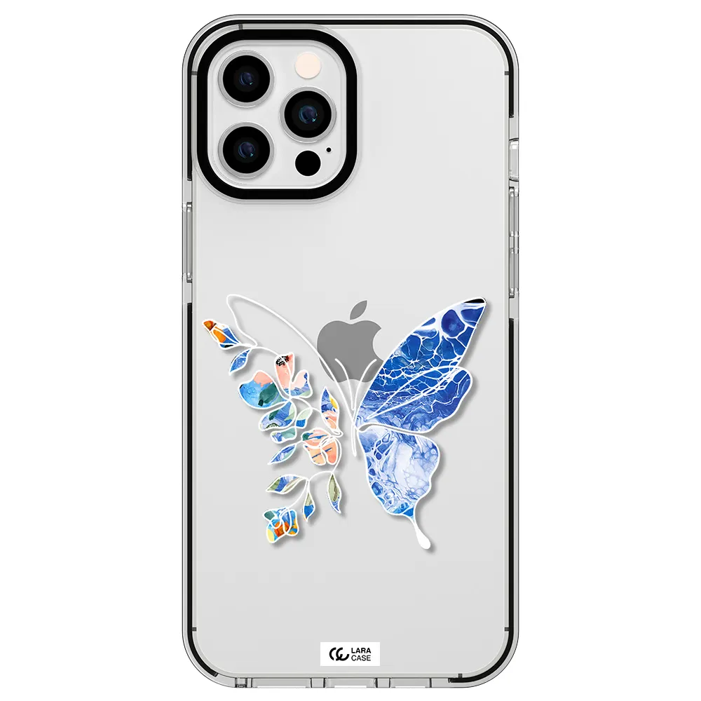 Line Butterfly Apple iPhone 12 pro max impact black border Case