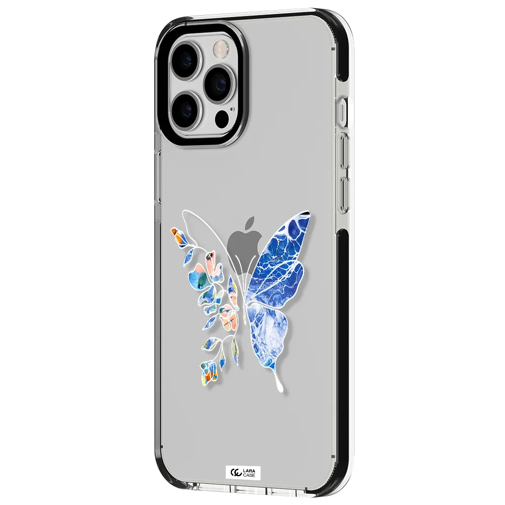 Line Butterfly Apple iPhone 12 pro max impact black border Case