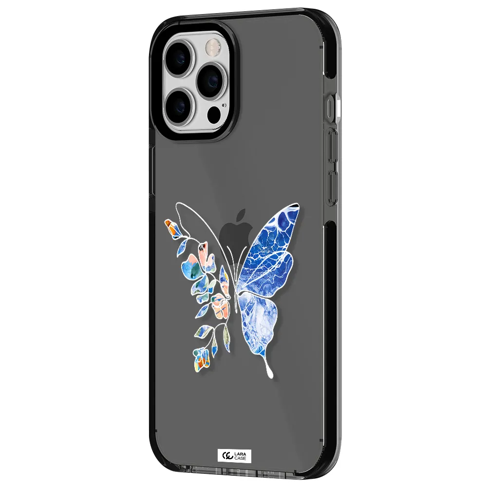 Line Butterfly Apple iPhone 12 pro max impact Smoke Black Case