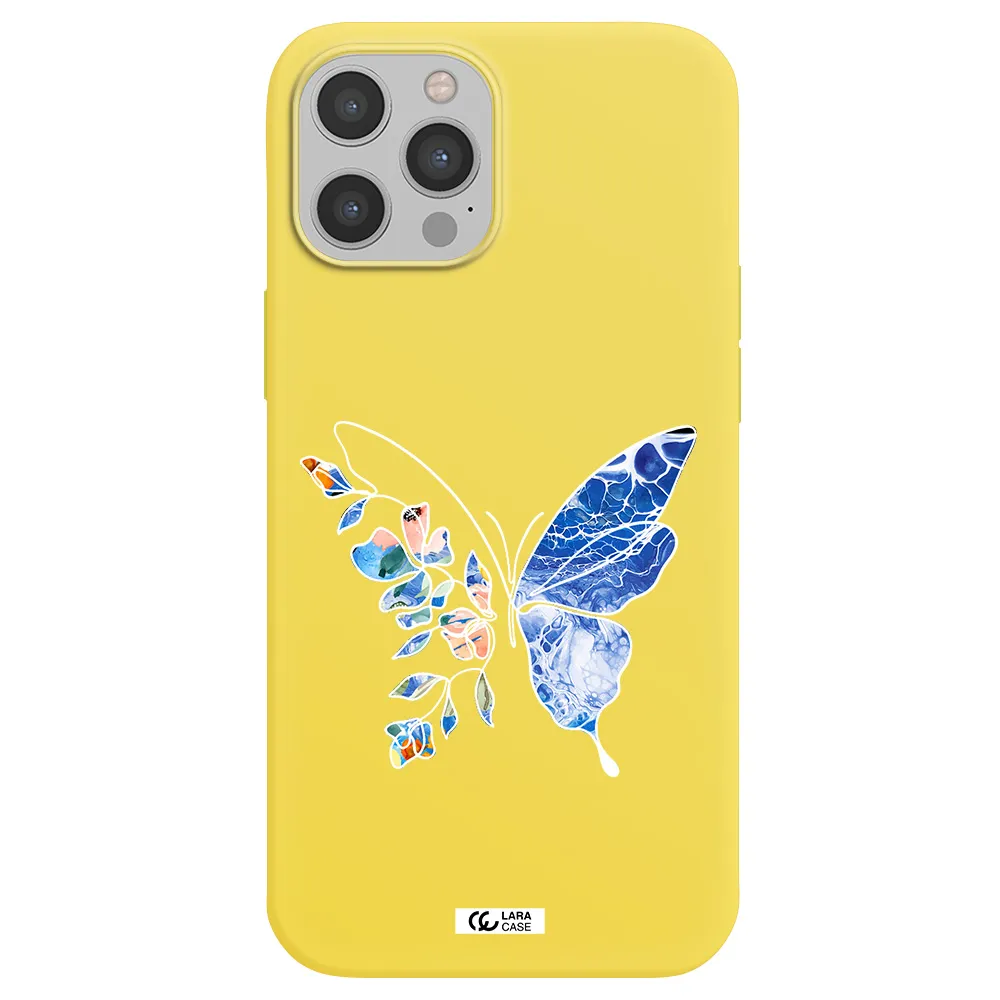 Line Butterfly Apple iPhone 12 pro max Silicone canary yellow Case